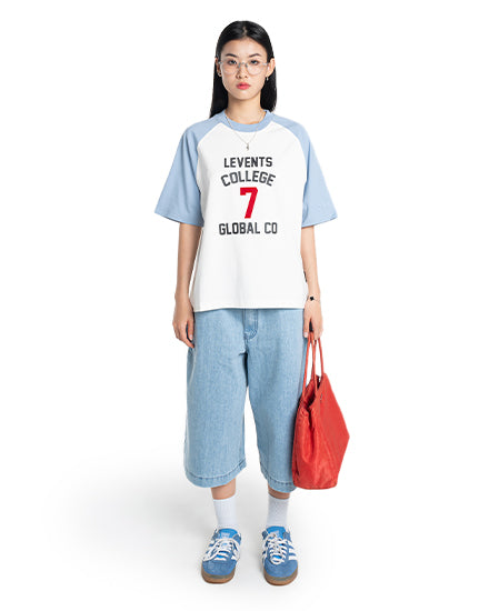 Levents® College Raglan Boxy Tee/ White