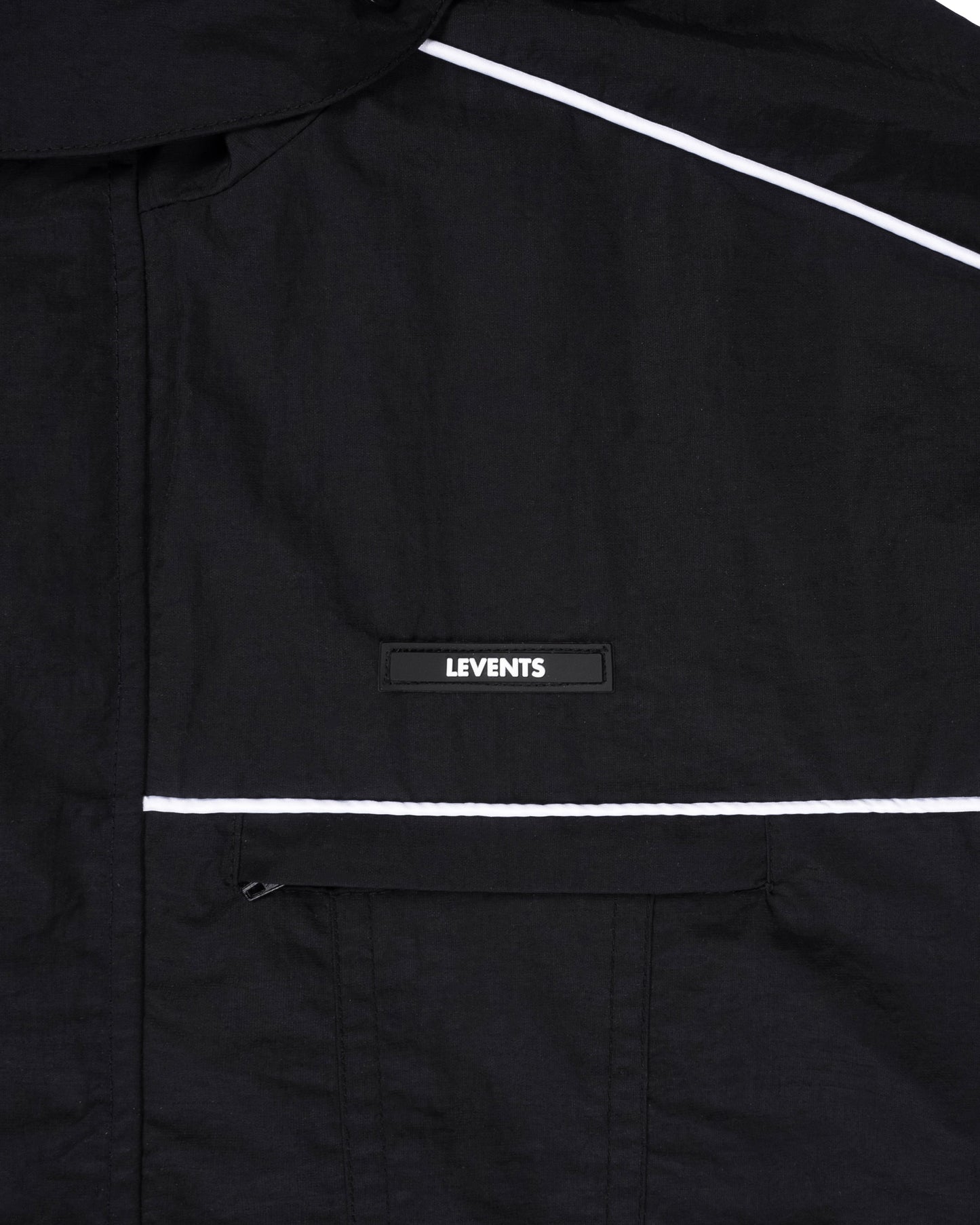 Levents® Classic Wrinkle Nylon Line Hood Jacket/ Black