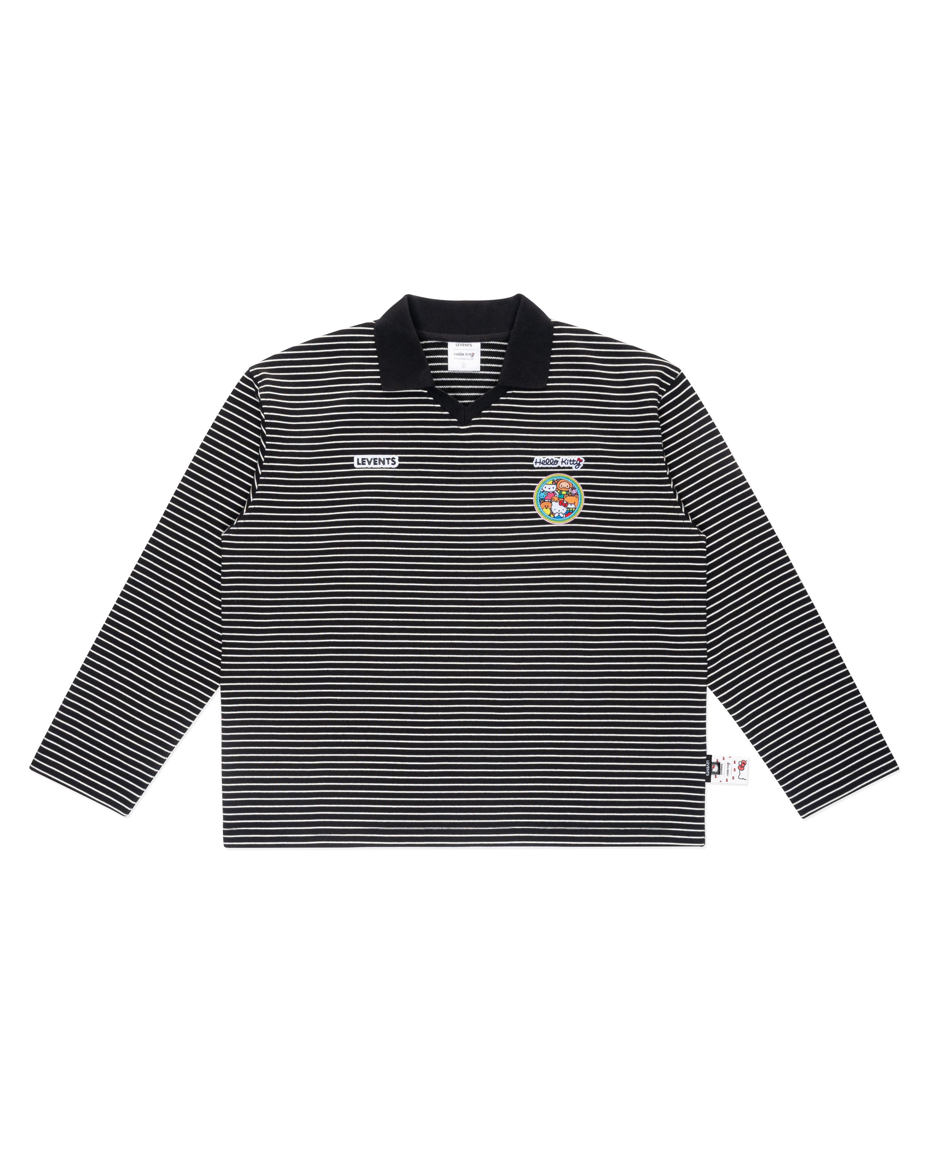 Levents® x Hello Kitty | Striped Long Sleeve Semi-Oversized Polo Shirt
