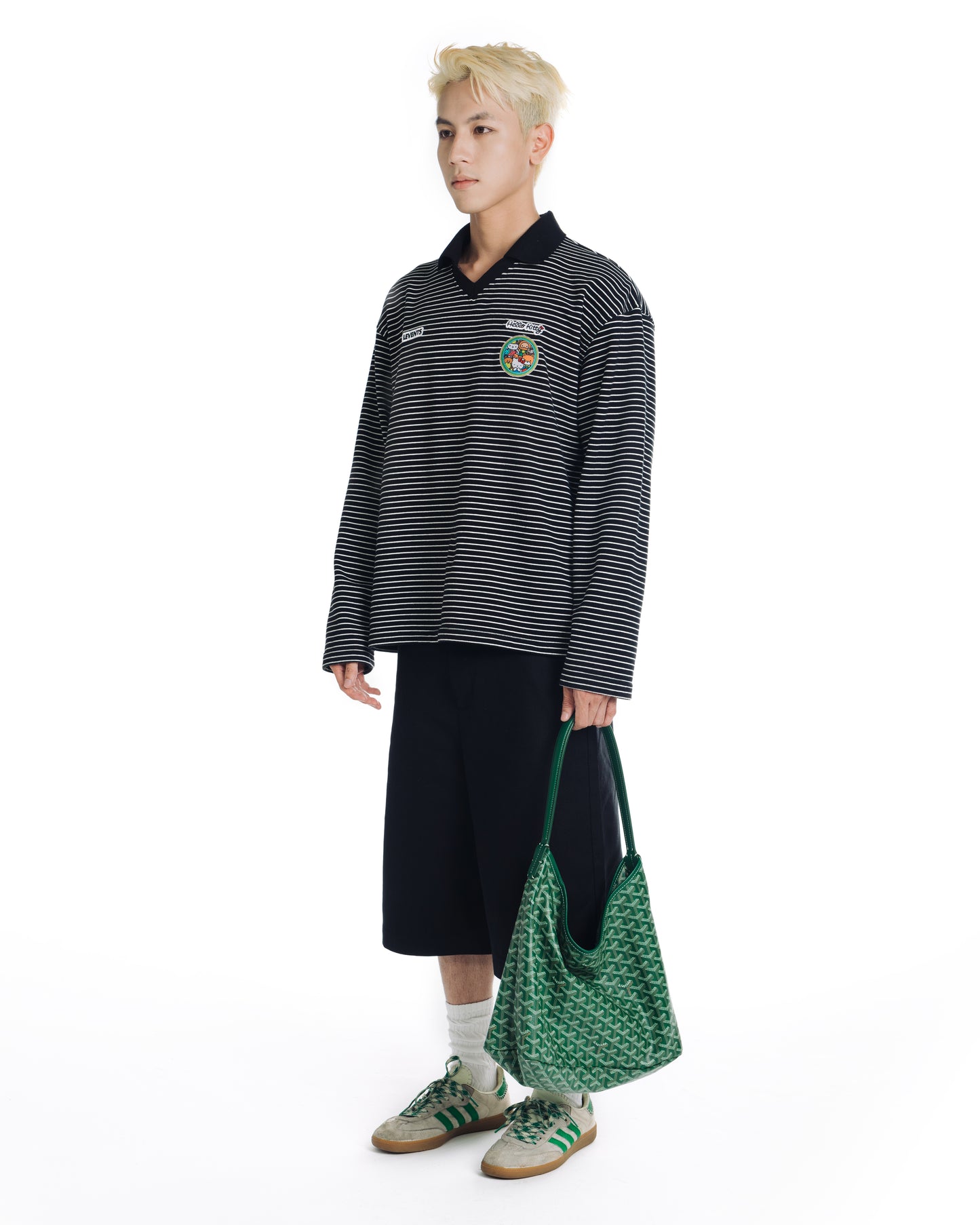 Levents® x Hello Kitty | Striped Long Sleeve Semi-Oversized Polo Shirt
