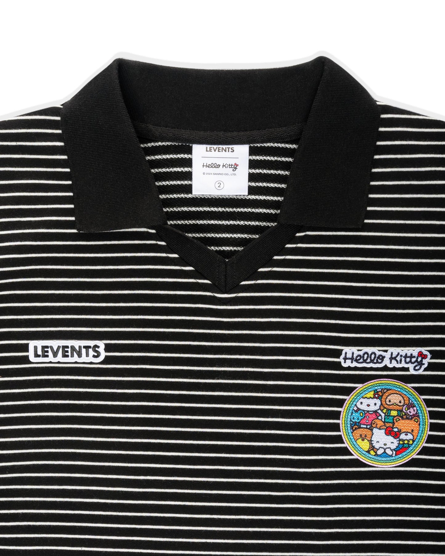 Levents® x Hello Kitty | Striped Long Sleeve Semi-Oversized Polo Shirt