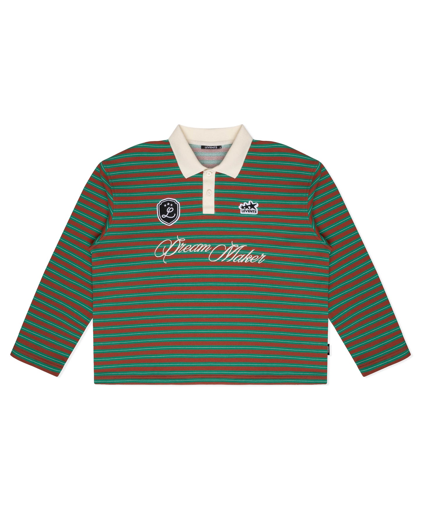 Levents® Striped Long Sleeve Boxy Polo Shirt