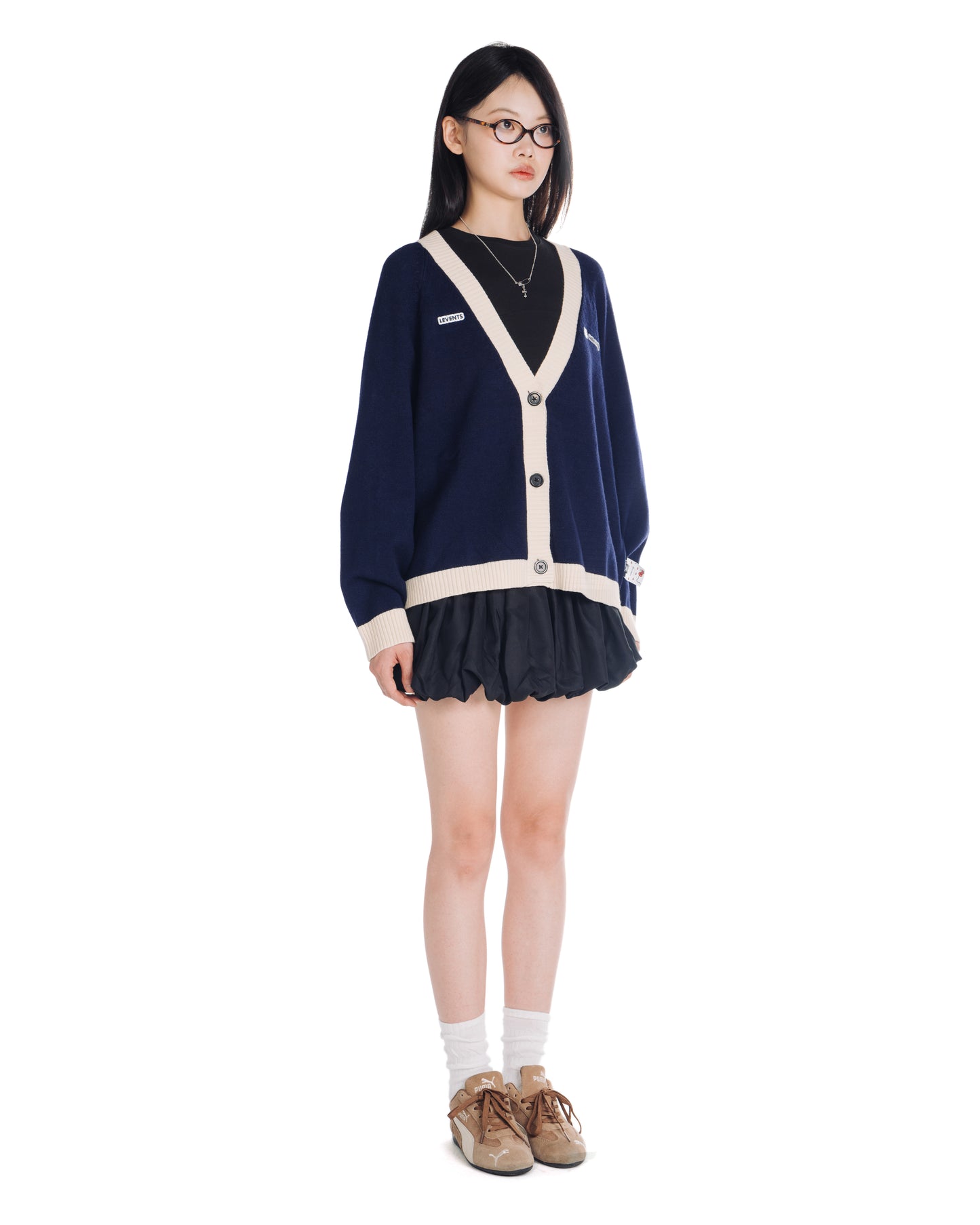 Levents® x Hello Kitty | Small Kitty Knit Cardigan/ Navy