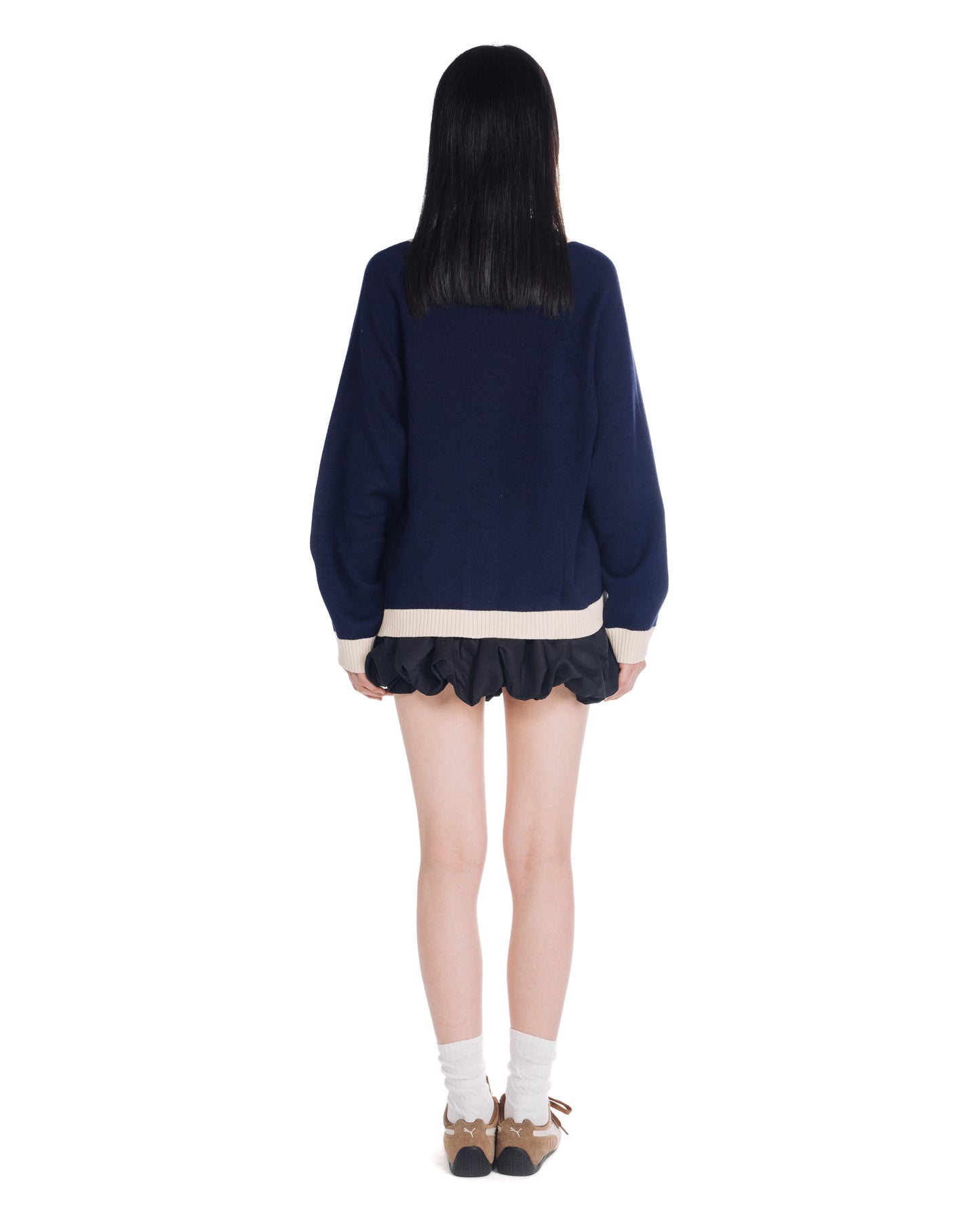 Levents® x Hello Kitty | Small Kitty Knit Cardigan/ Navy