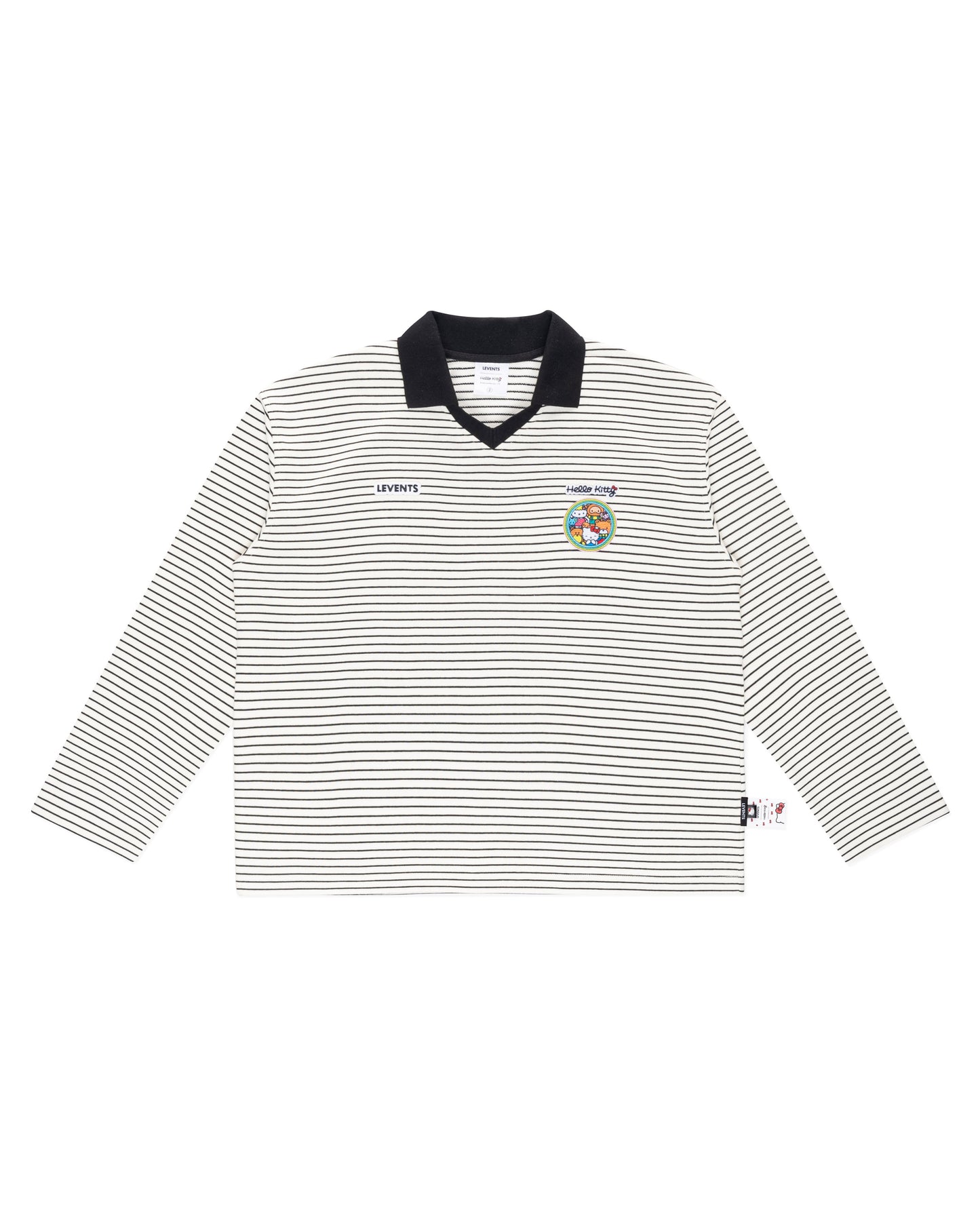 Levents® x Hello Kitty | Striped Long Sleeve Semi-Oversized Polo Shirt