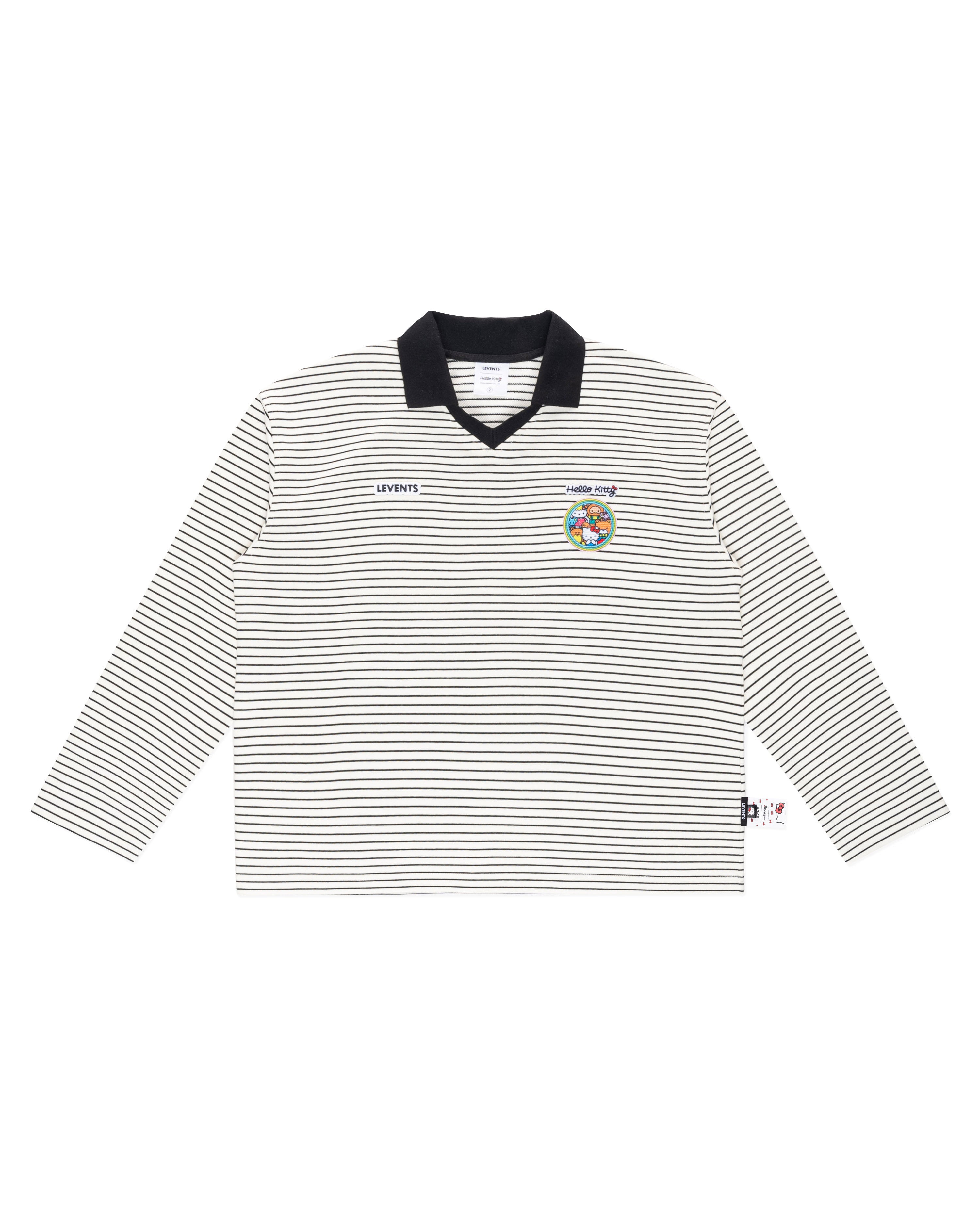 Levents® x Hello Kitty | Striped Long Sleeve Semi-Oversized Polo Shirt