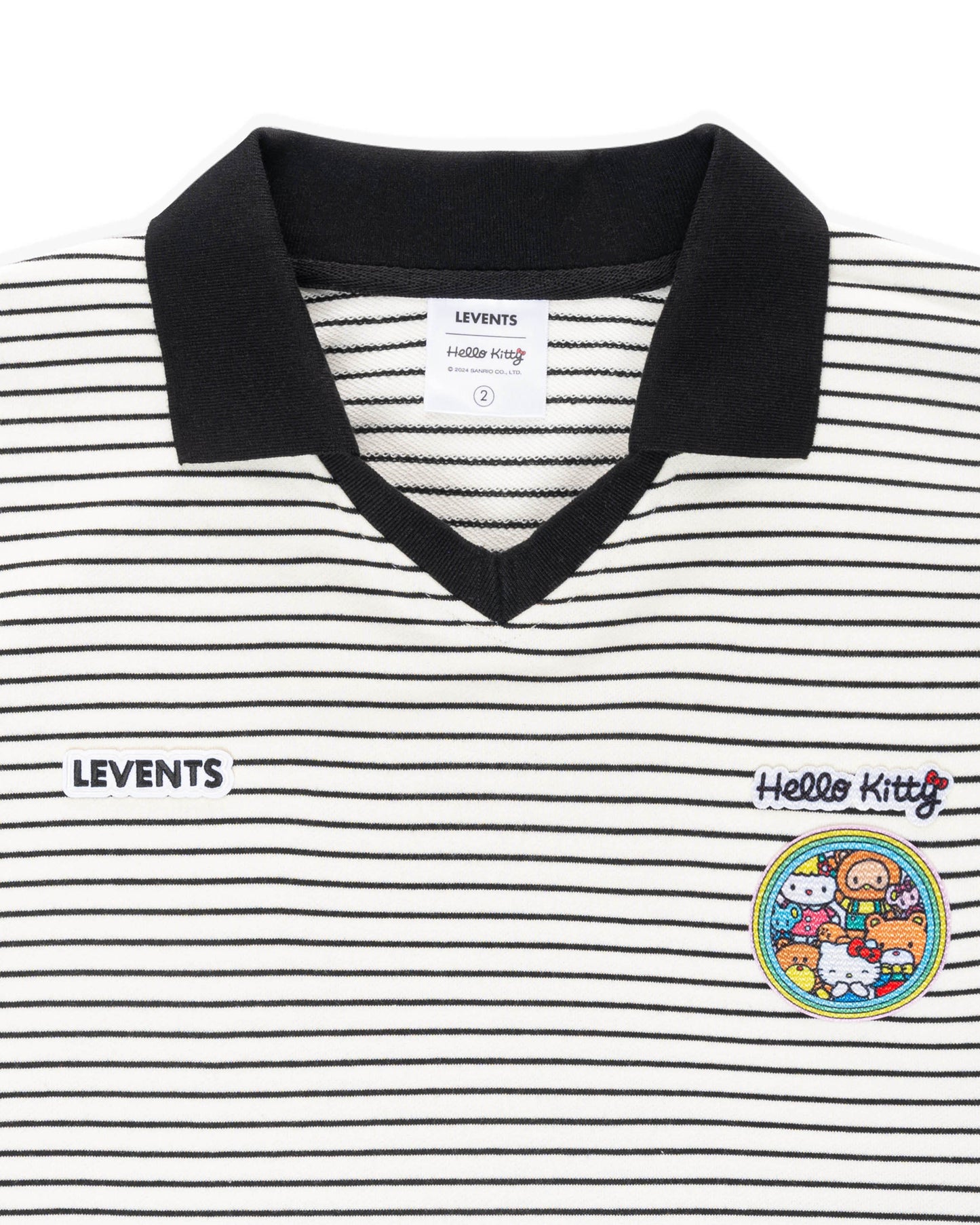 Levents® x Hello Kitty | Striped Long Sleeve Semi-Oversized Polo Shirt